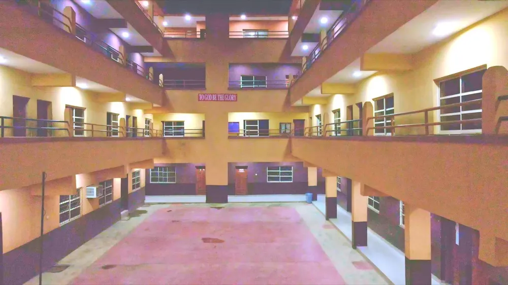 The covered central courtyard from above
