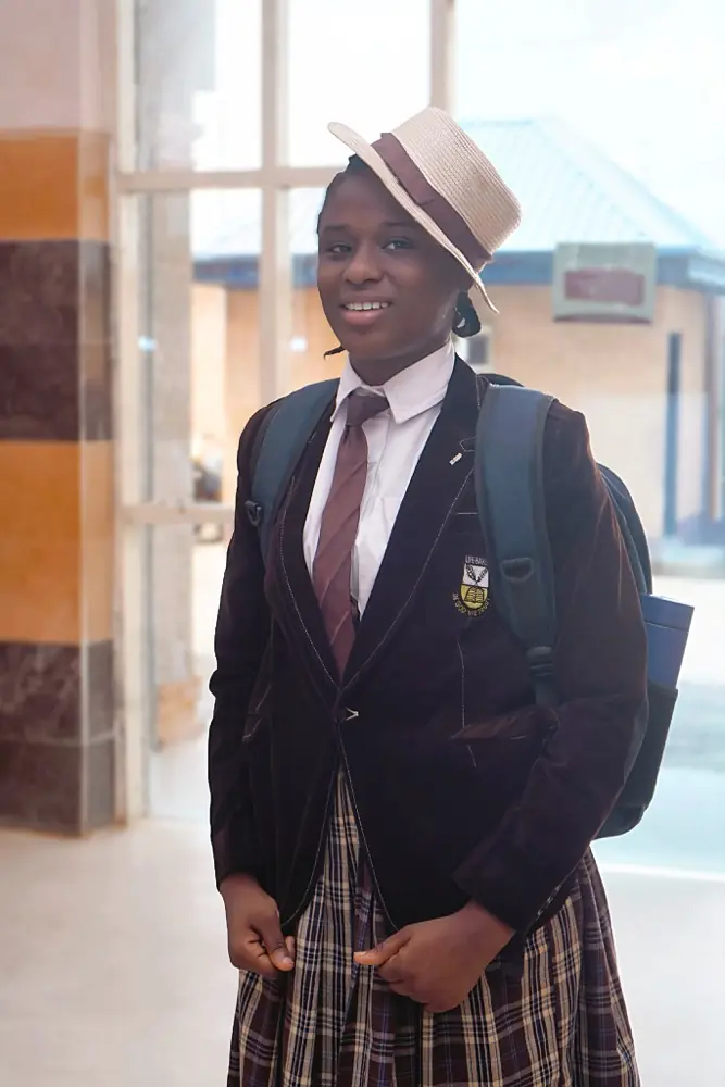 A senior student in Life Baker blazer and tie